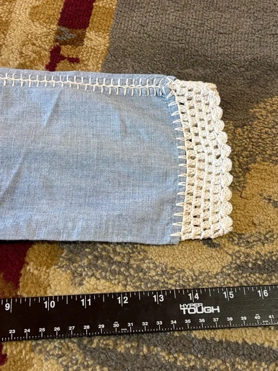 Lucky Brand Light Blue Embroidered Crochet-Trim Tunic - Picture 10 of 10